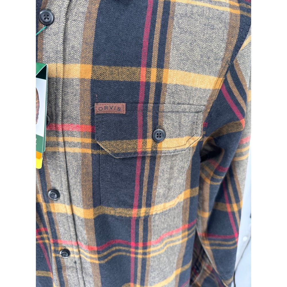 Orvis Men's Heavyweight Flannel Shirt Plaid Button Up Long Sleeve Size S NWT - Picture 6 of 15